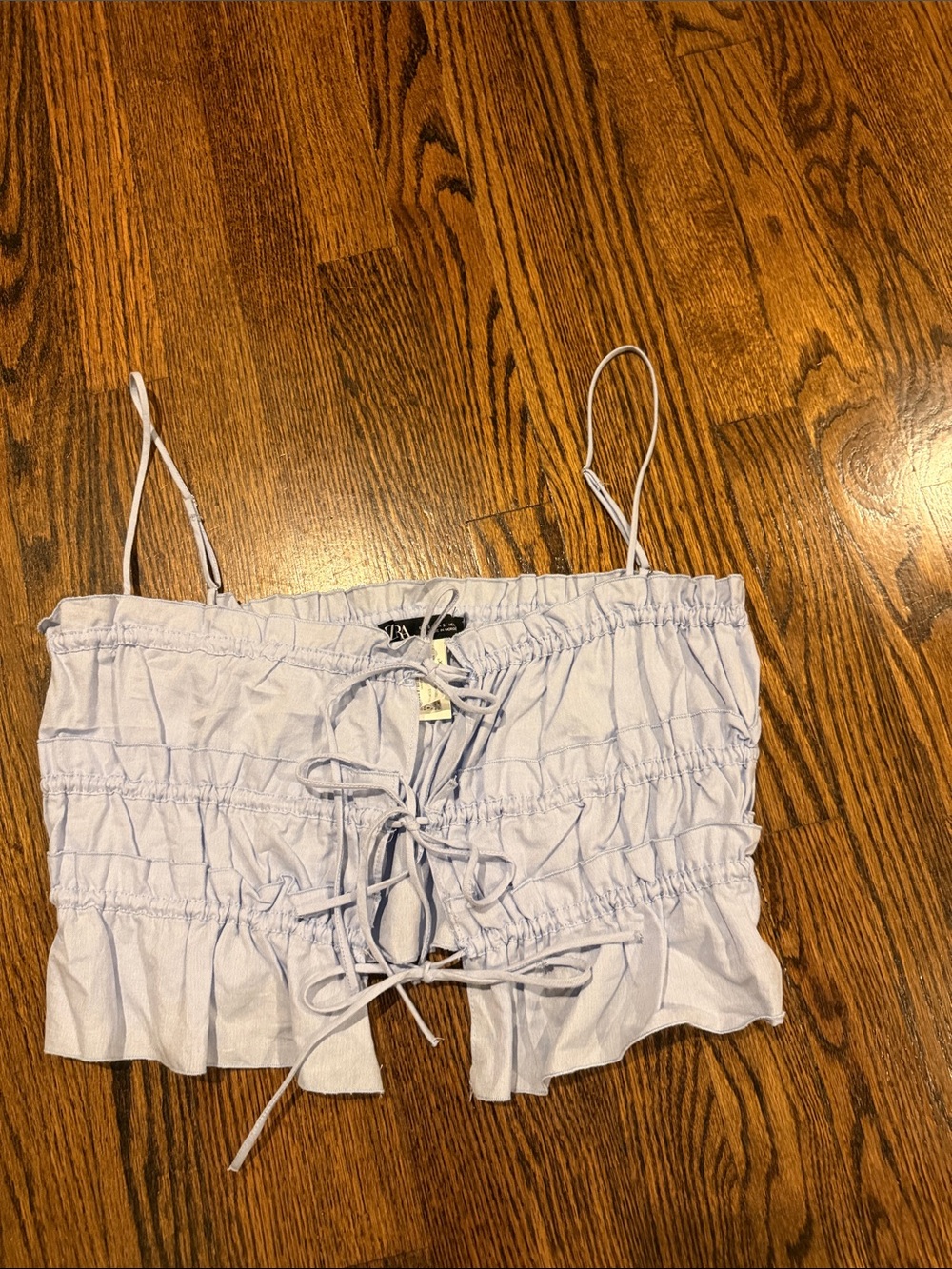 Zara Light Lavender Lace-Up Crop Top